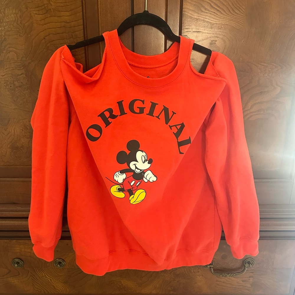 Disney Red Off-the-Shoulder Mickey Sweater-Excellent Condition!
